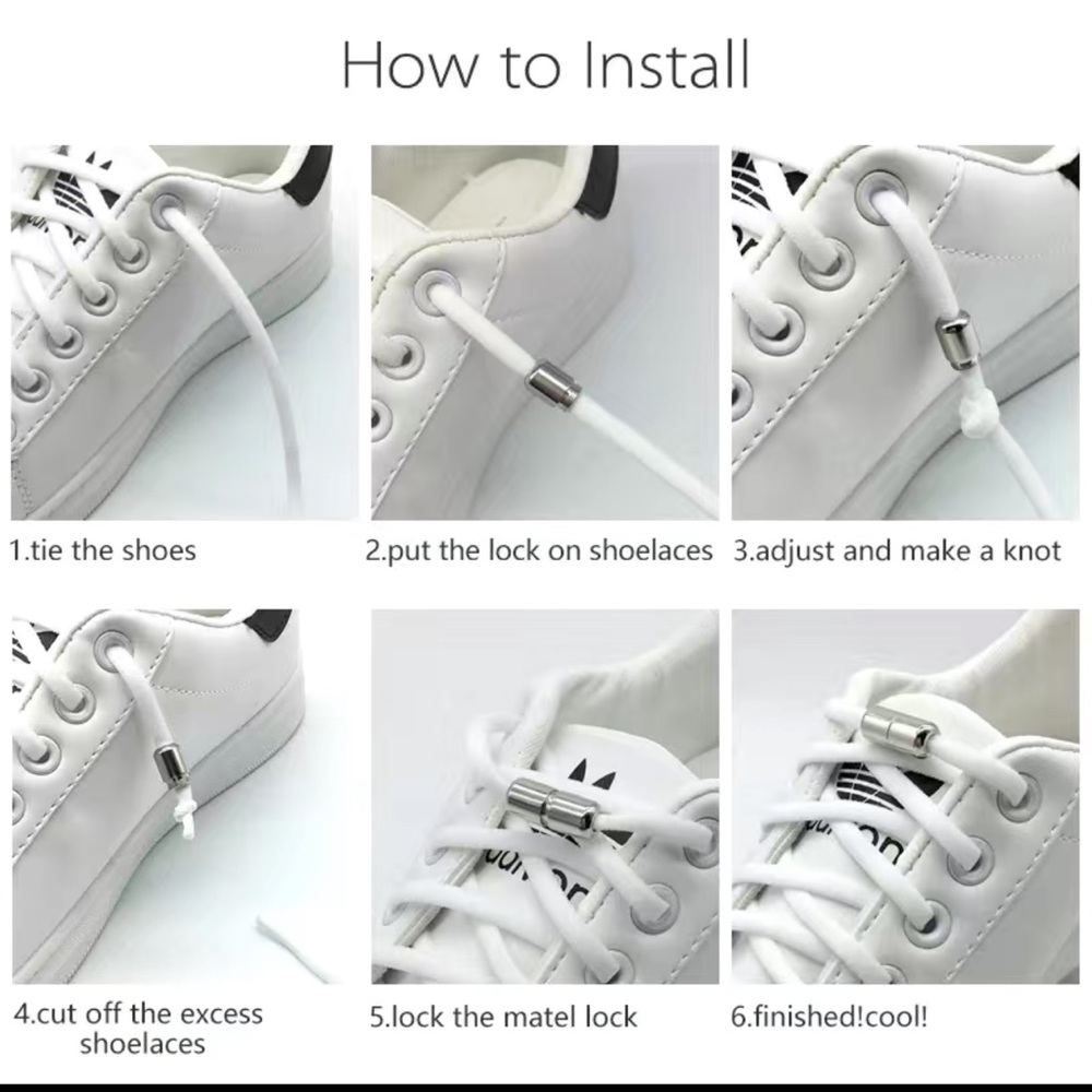 No Tie Shoe Laces Elastic Shoelaces Metal Capsule Button For Kids or Adult Shoes